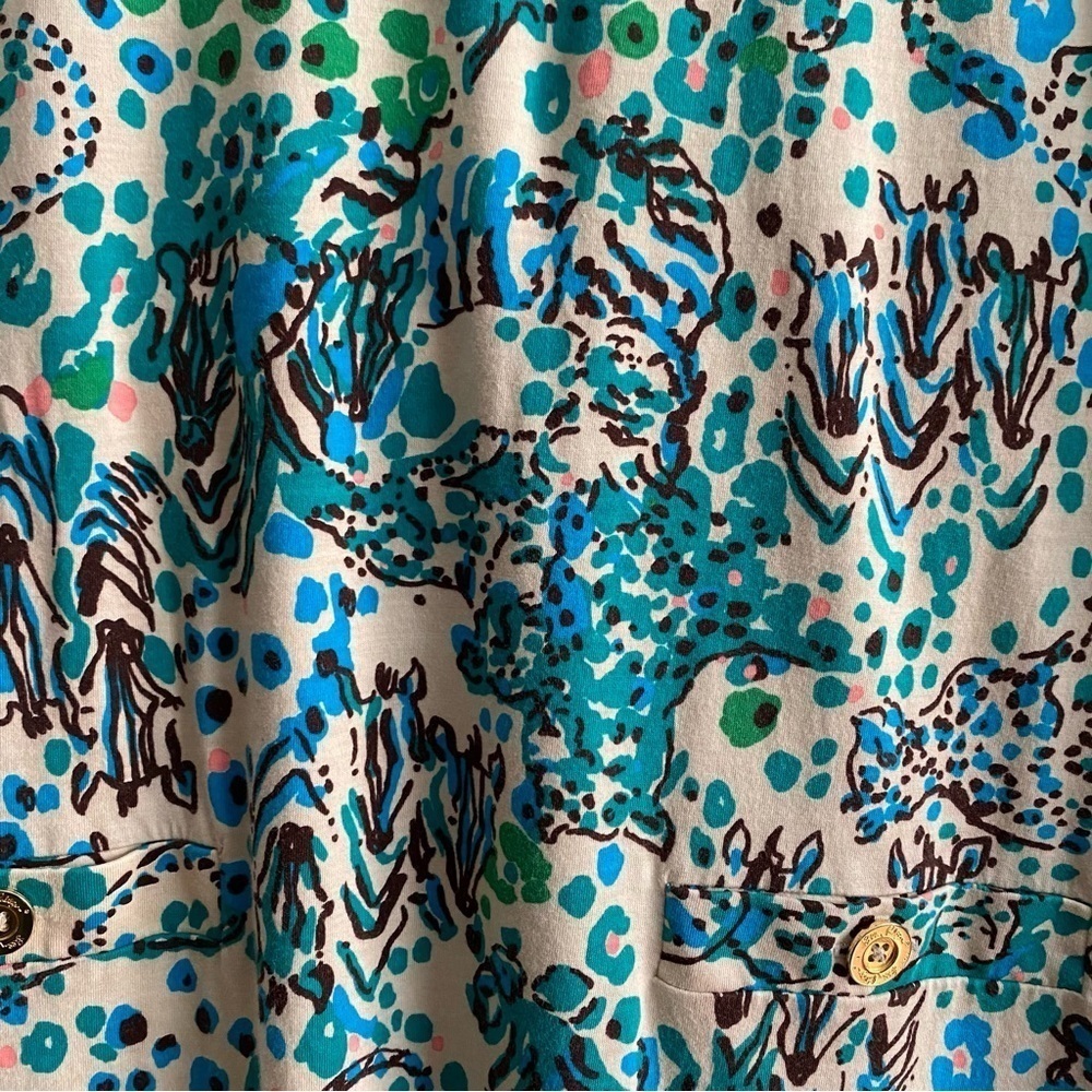 Lilly Pulitzer Blue Beige Corine Dress Sea Oat Escapades Medium - Picture 12 of 16